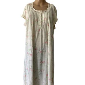 Heavenly Bodies Classic Off White Floral Cozy Size L Nightgown